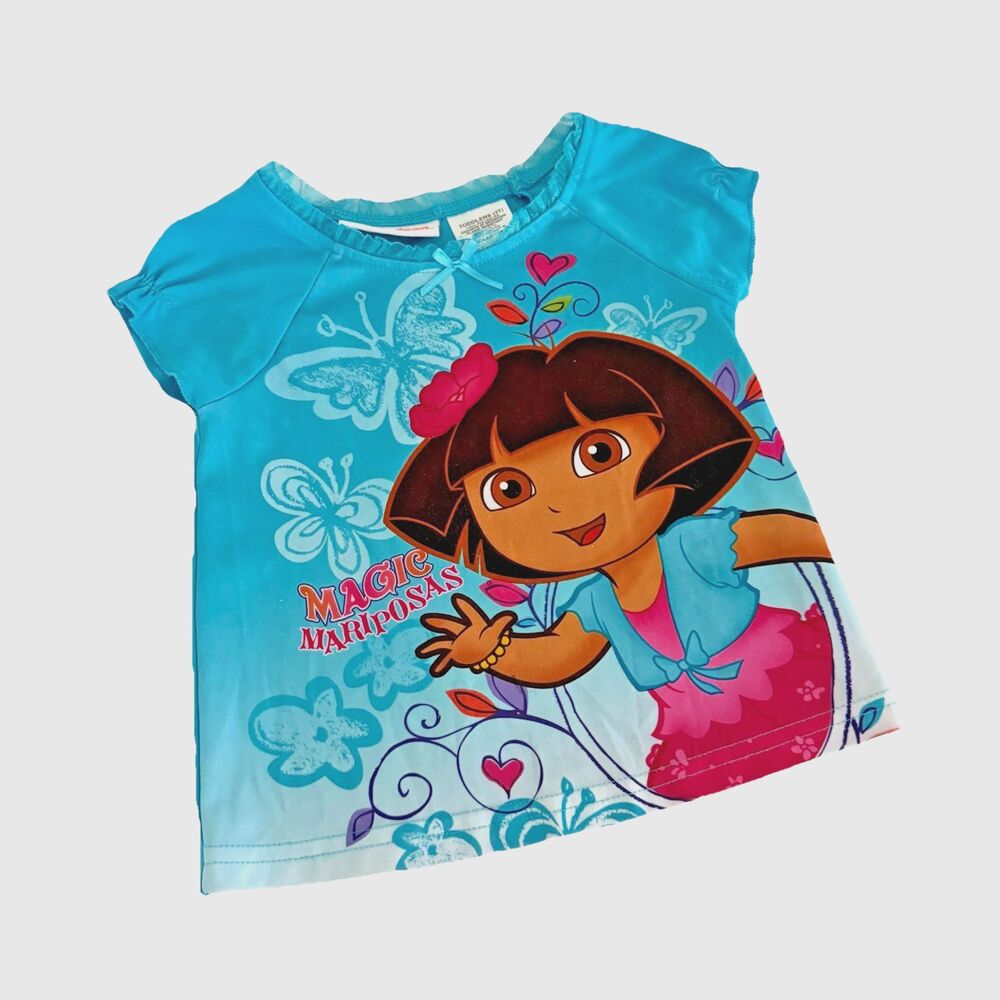 Vtg Nickelodeon Dora The Explorer Toddler 3T Pajama Top 2011 Butterflies Magic